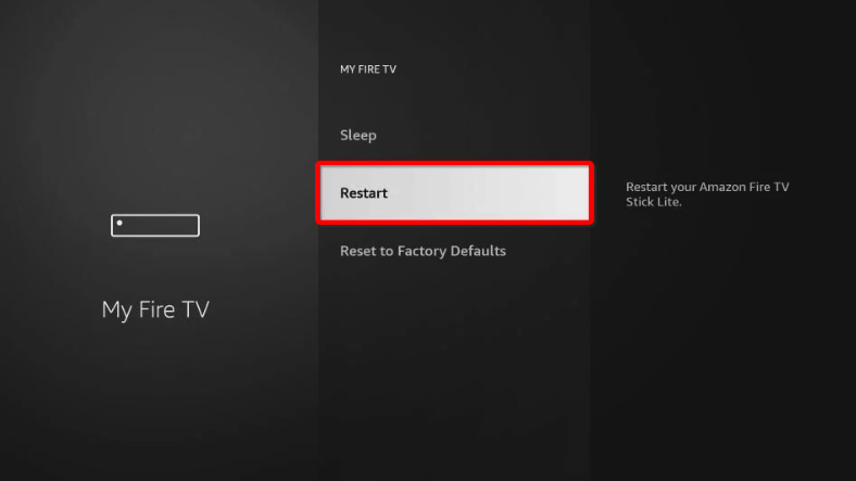 restart firestick using settings menu